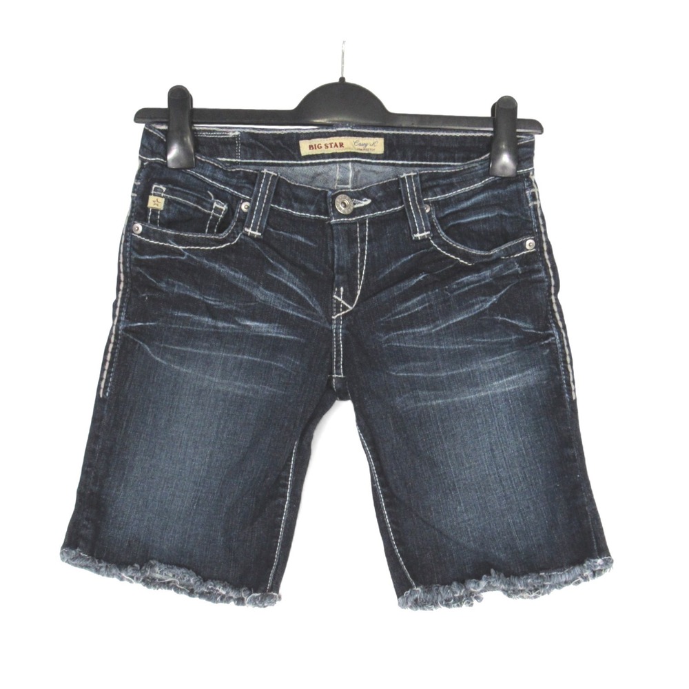BIG STAR Women's CASEY K Denim LOW RISE FIT Stone Pockets CUT-OFF JEAN SHORTS 28